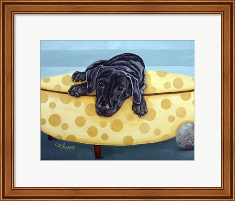 Framed Lab on Yellow Print