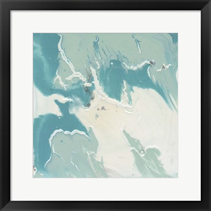 Framed Marbled Aqua I Print