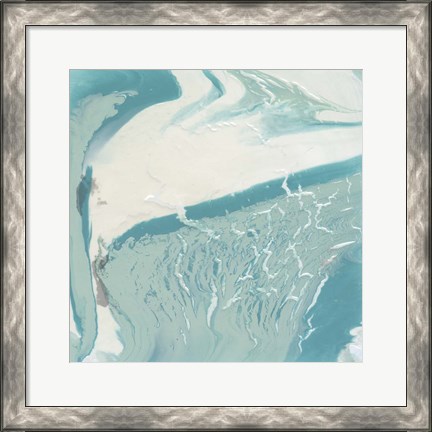 Framed Marbled Aqua II Print