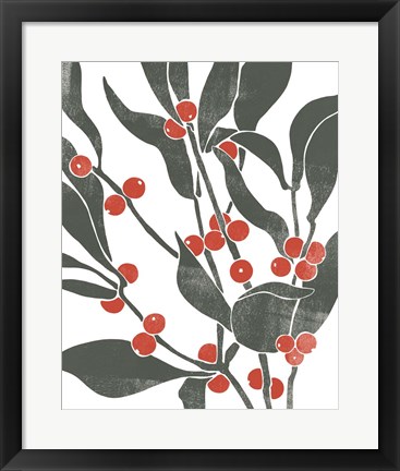 Framed Colorblock Berry Branch II Print