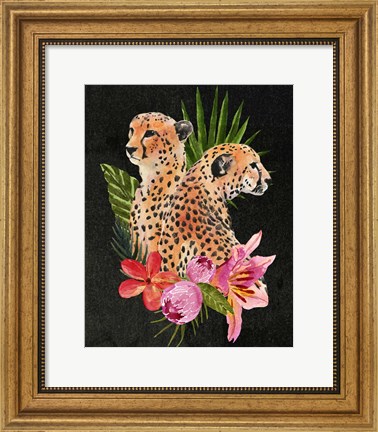 Framed Cheetah Bouquet I Print