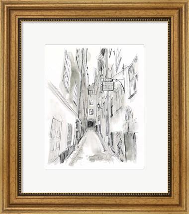 Framed European City Sketch I Print