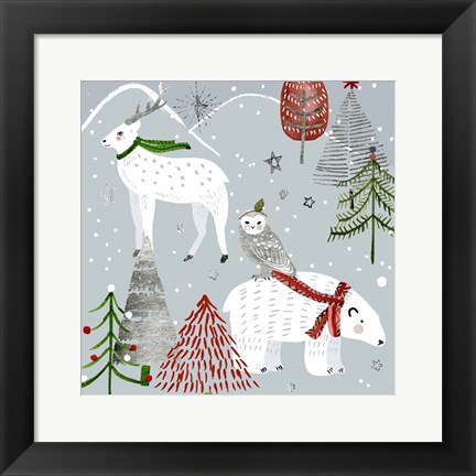 Framed Stars &amp; Snowflakes III Print