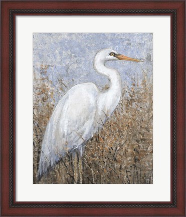 Framed White Heron I Print
