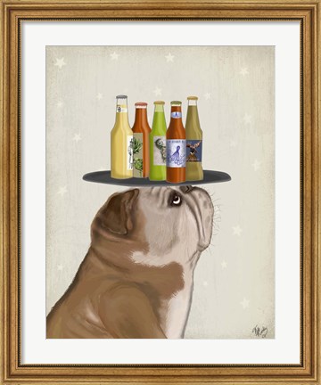 Framed English Bulldog Beer Lover Print