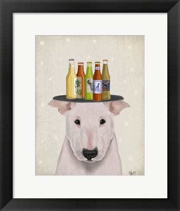 Framed English Bull Terrier Beer Lover Print