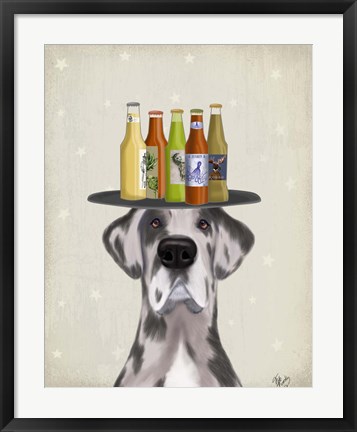 Framed Great Dane Harlequin Beer Lover Print