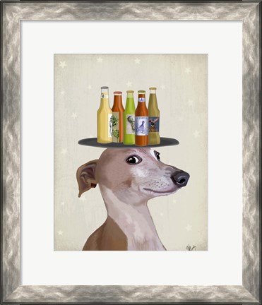 Framed Greyhound Tan Beer Lover Print