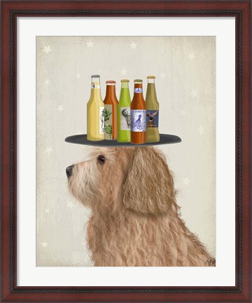 Framed Labradoodle Gold 2 Beer Lover Print