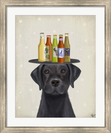 Framed Labrador Black Beer Lover Print