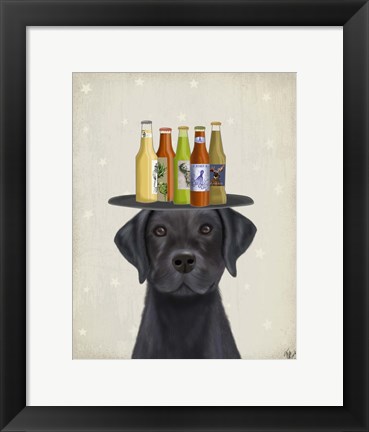Framed Labrador Black Beer Lover Print