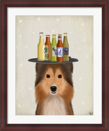 Framed Shetland Sheepdog Beer Lover Print