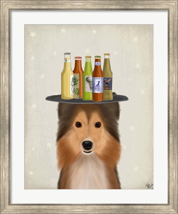 Framed Shetland Sheepdog Beer Lover Print