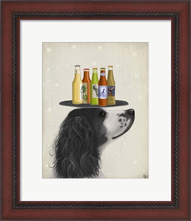 Framed Springer Spaniel Black White Beer Lover Print