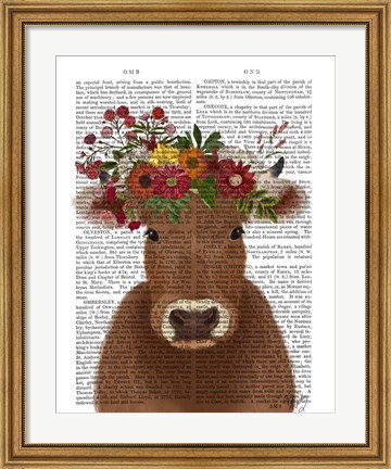 Framed Cow Bohemian 1 Book Print Print