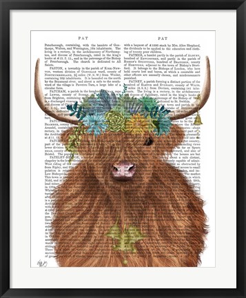 Framed Highland Cow Bohemian 1 Book Print Print