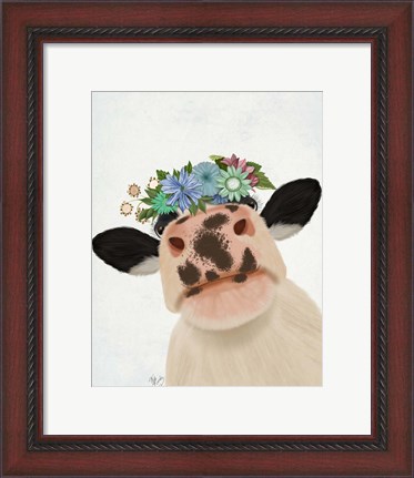 Framed Cow with Flower Crown 1 Print