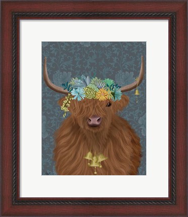 Framed Highland Cow Bohemian 1 Print