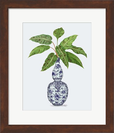 Framed Chinoiserie Vase 1, With Plant Print