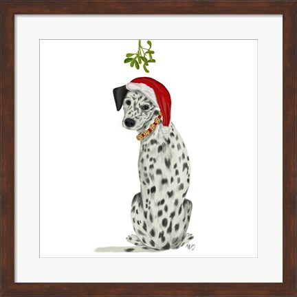 Framed Christmas Des - Dalmatian Mistletoe Print