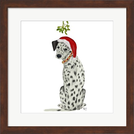 Framed Christmas Des - Dalmatian Mistletoe Print