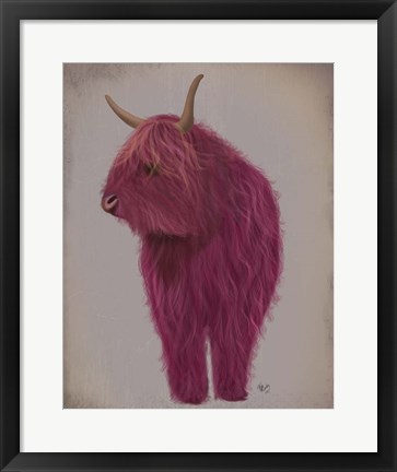 Framed Highland Cow 4, Pink, Full Print