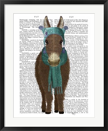 Framed Donkey Blue Hat and Scarf Book Print Print