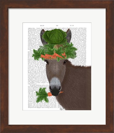 Framed Donkey Carrot Hat Book Print Print