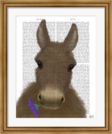 Framed Donkey Purple Flower Book Print Print