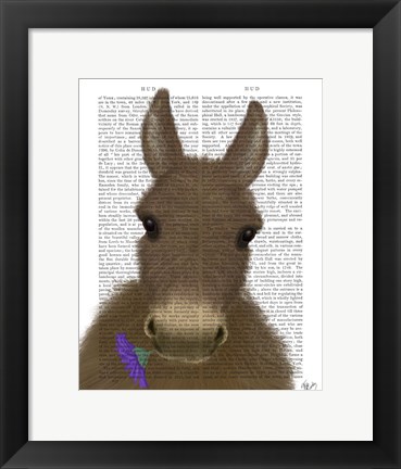 Framed Donkey Purple Flower Book Print Print