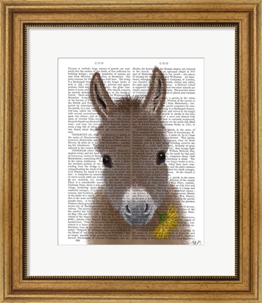 Framed Donkey Yellow Flower Book Print Print