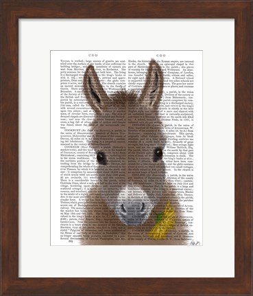 Framed Donkey Yellow Flower Book Print Print