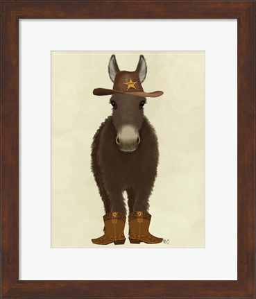 Framed Donkey Cowboy Print