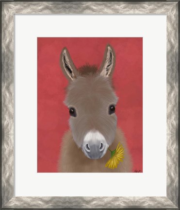 Framed Donkey Yellow Flower Print