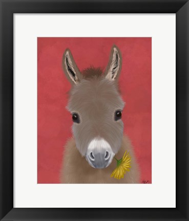 Framed Donkey Yellow Flower Print