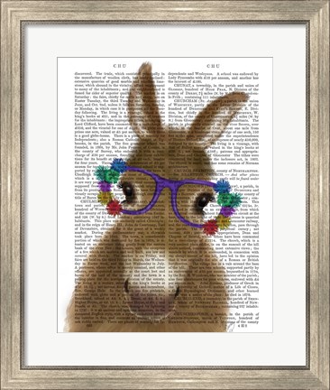 Framed Donkey Purple Flower Glasses Book Print Print
