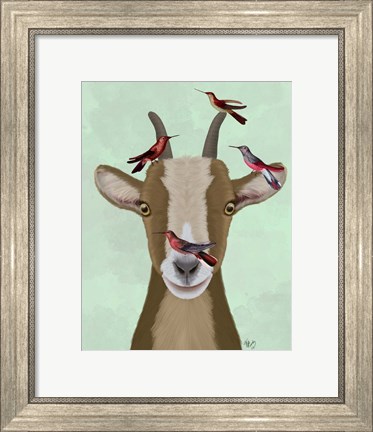 Framed Goat and Red Birds Print