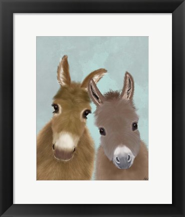 Framed Donkey Duo, Looking at You Print