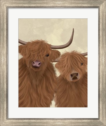 Framed Highland Cow Duo, Looking at You Print