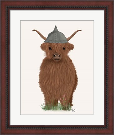 Framed Highland Cow Viking Print