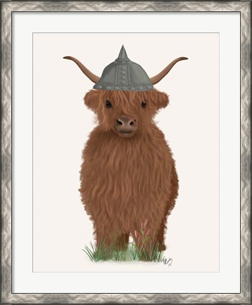 Framed Highland Cow Viking Print