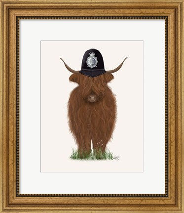 Framed Highland Cow Policeman Print