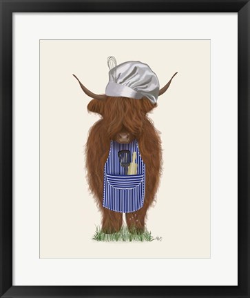 Framed Highland Cow Chef Print