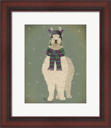 Framed Llama with Purple Scarf, Full Print