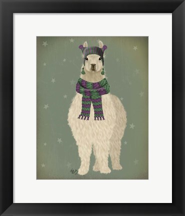 Framed Llama with Purple Scarf, Full Print