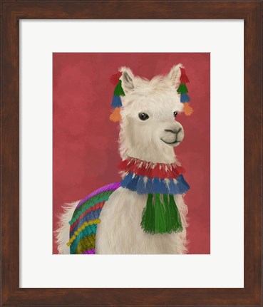 Framed Llama Traditional 1, Portrait Print