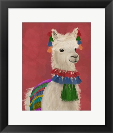 Framed Llama Traditional 1, Portrait Print