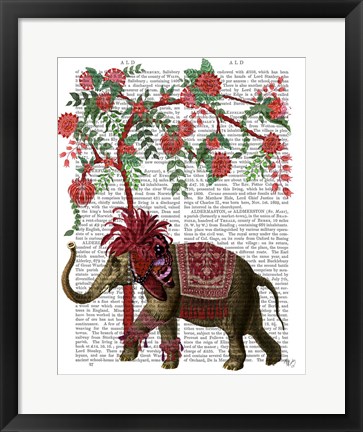 Framed Niraj Elephant, Red Tree Print