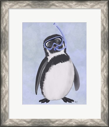 Framed Penguin Snorkel Print