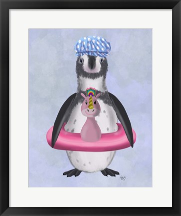 Framed Penguin Unicorn Rubber Ring Print